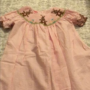 Claire and Charlie Easter Bunny Smocked Dress